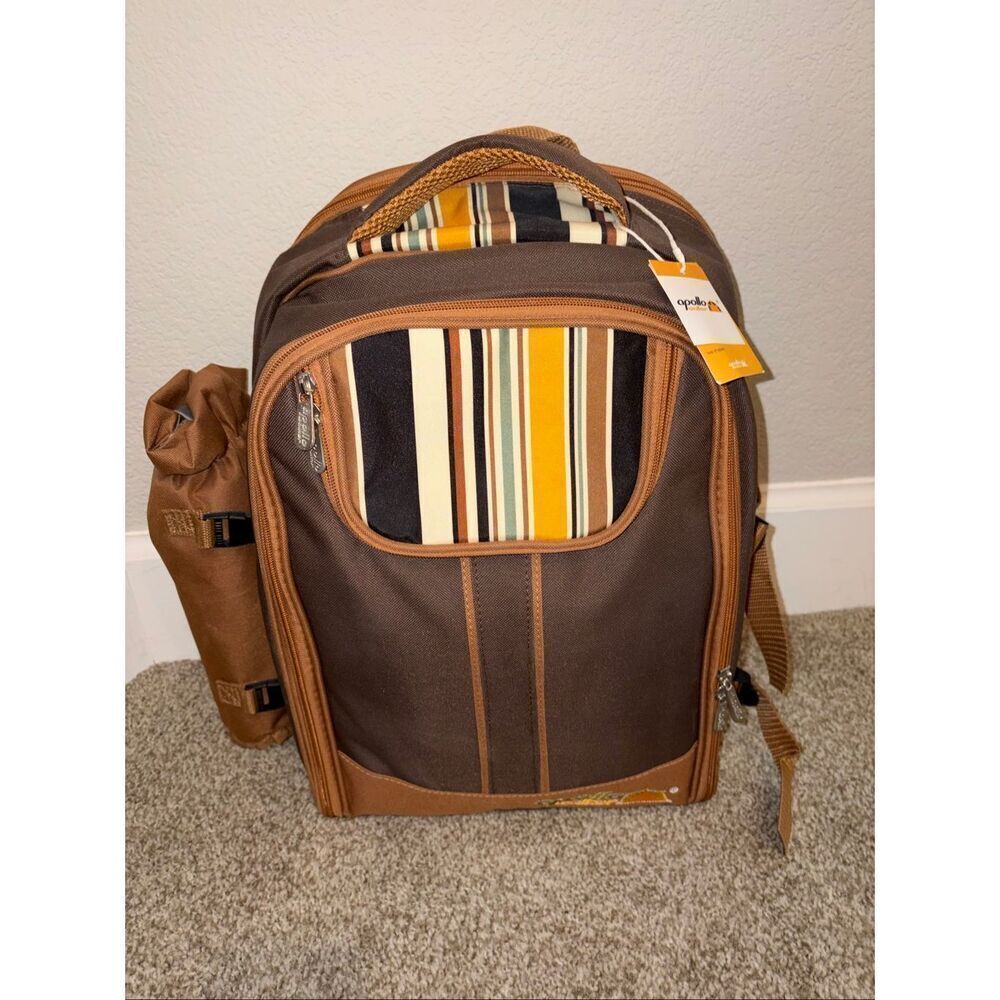 NEW Apollo Walker Picnic Backpack Bag for 4 Person with Cooler Compartment,Wine
